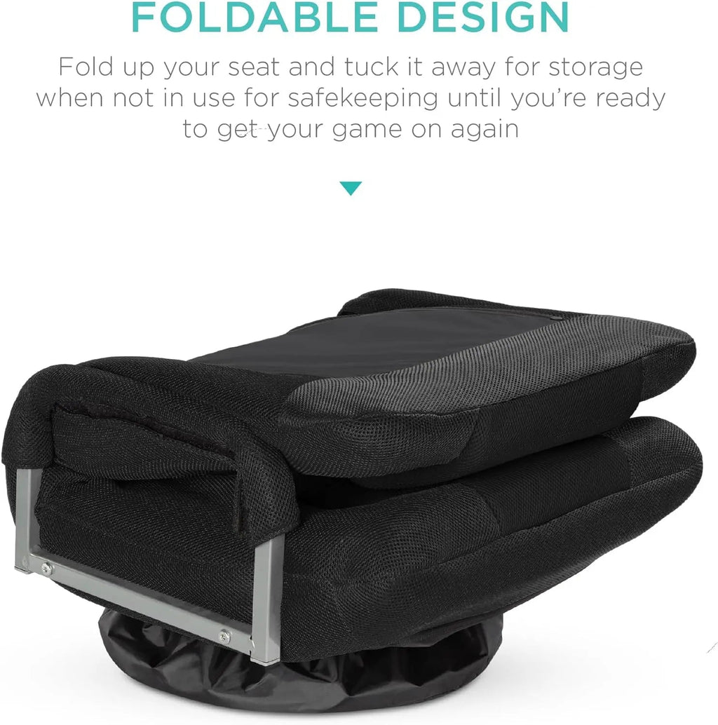 Best Choice Products Swivel Gaming Chair 360 Degree Multipurpose Floor Chair Rocker for TV, Reading, Playing Video Games w/Lumbar Support, Armrest Handles, Adjustable Backrest - Black/Red