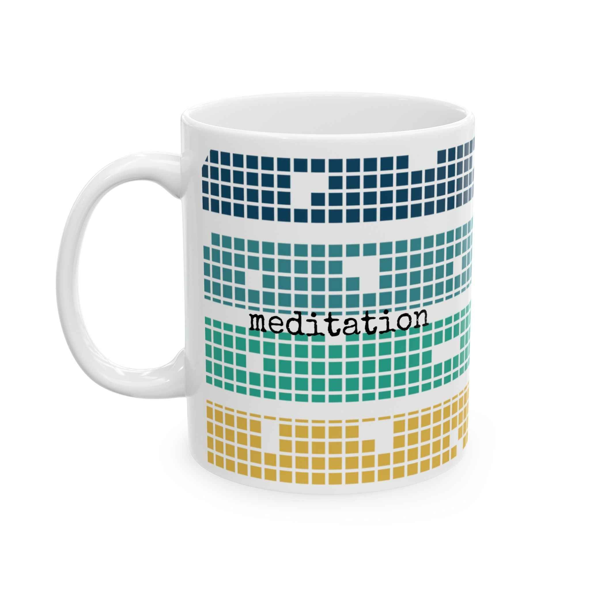 Meditation Mug - Tetris Inspired 11oz Ceramic Coffee Cup | Mindfulness Gift