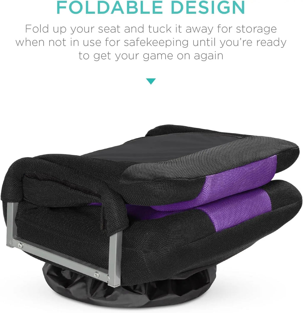 Best Choice Products Swivel Gaming Chair 360 Degree Multipurpose Floor Chair Rocker for TV, Reading, Playing Video Games w/Lumbar Support, Armrest Handles, Adjustable Backrest - Black/Red