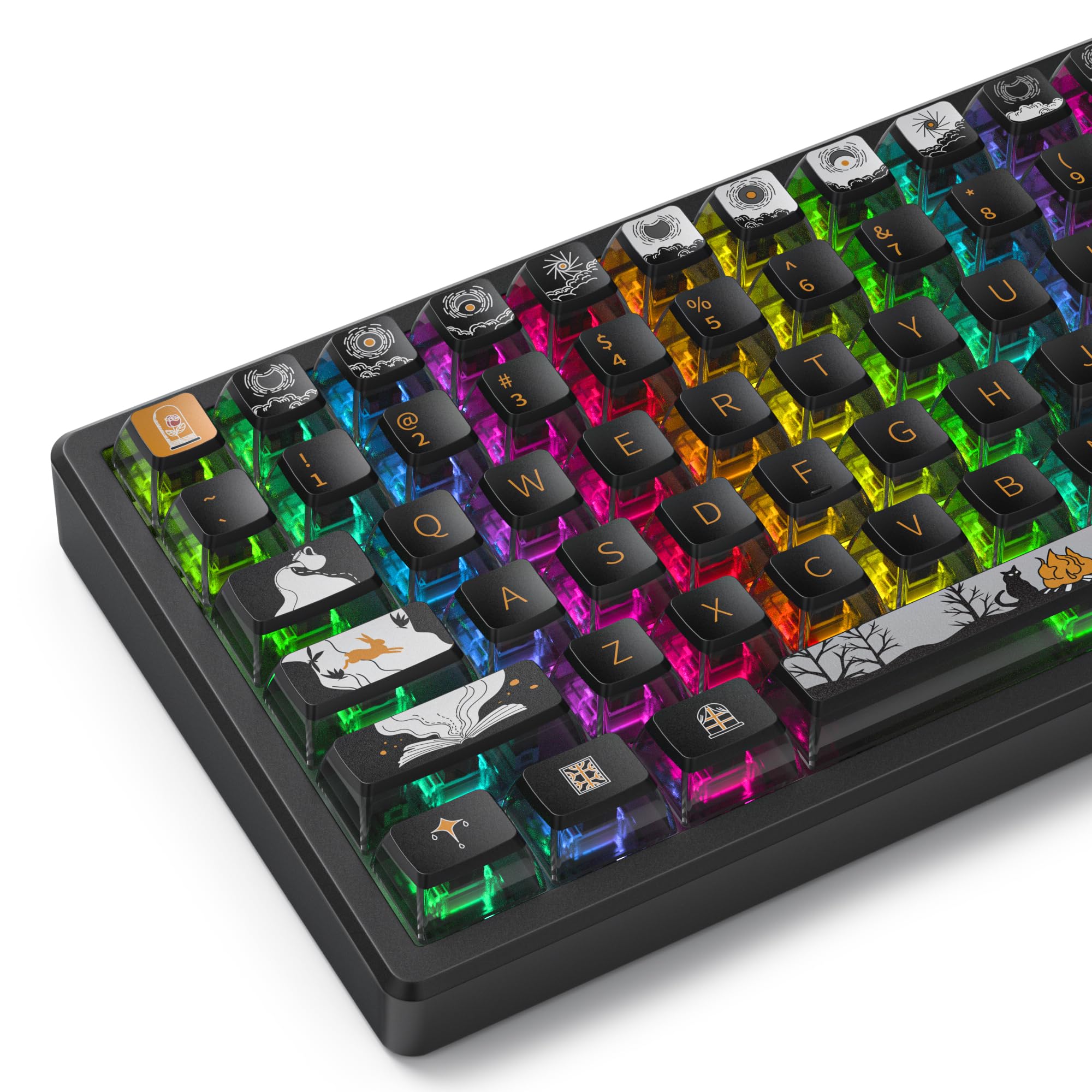 60 Percent Keycaps - RGB PBT Double Shot Keycaps for Mechanical Keyboard | Blue OEM Profile