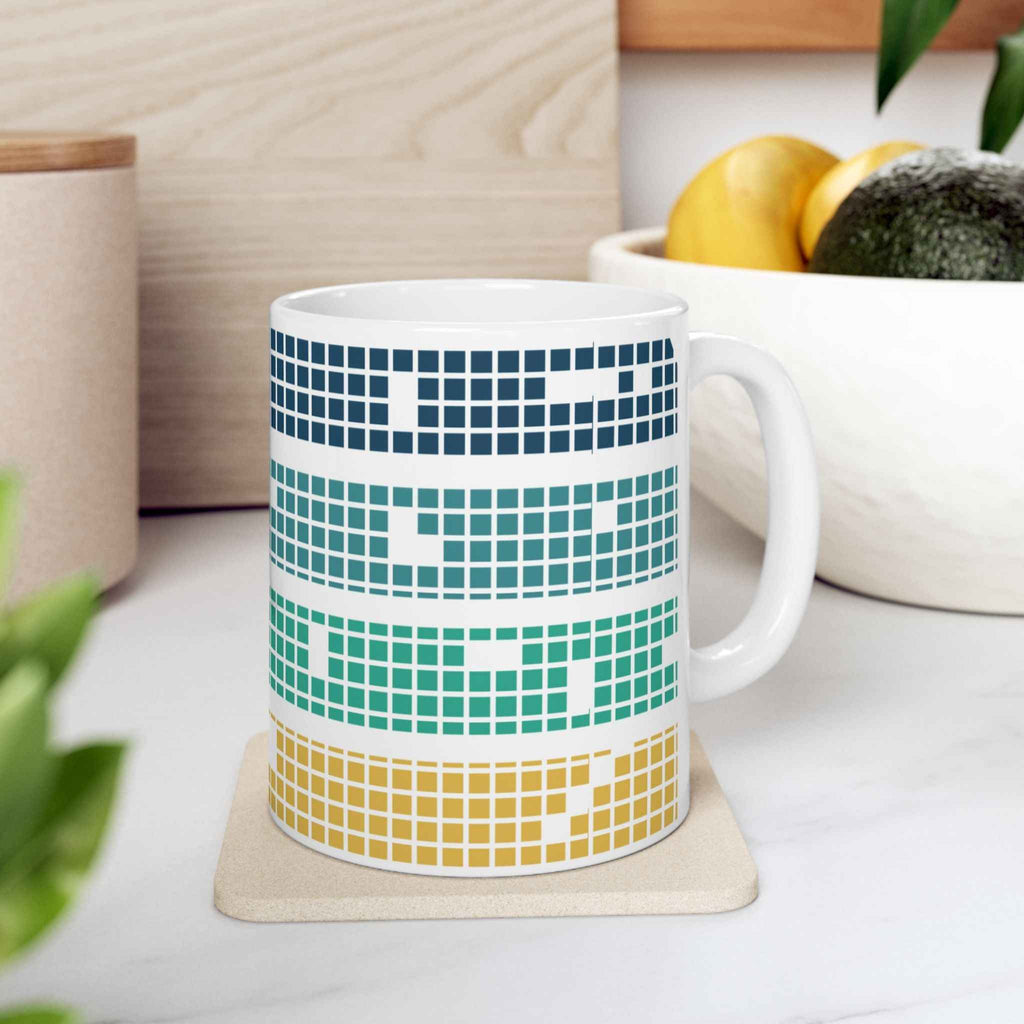 Meditation Mug - Tetris Inspired 11oz Ceramic Coffee Cup | Mindfulness Gift