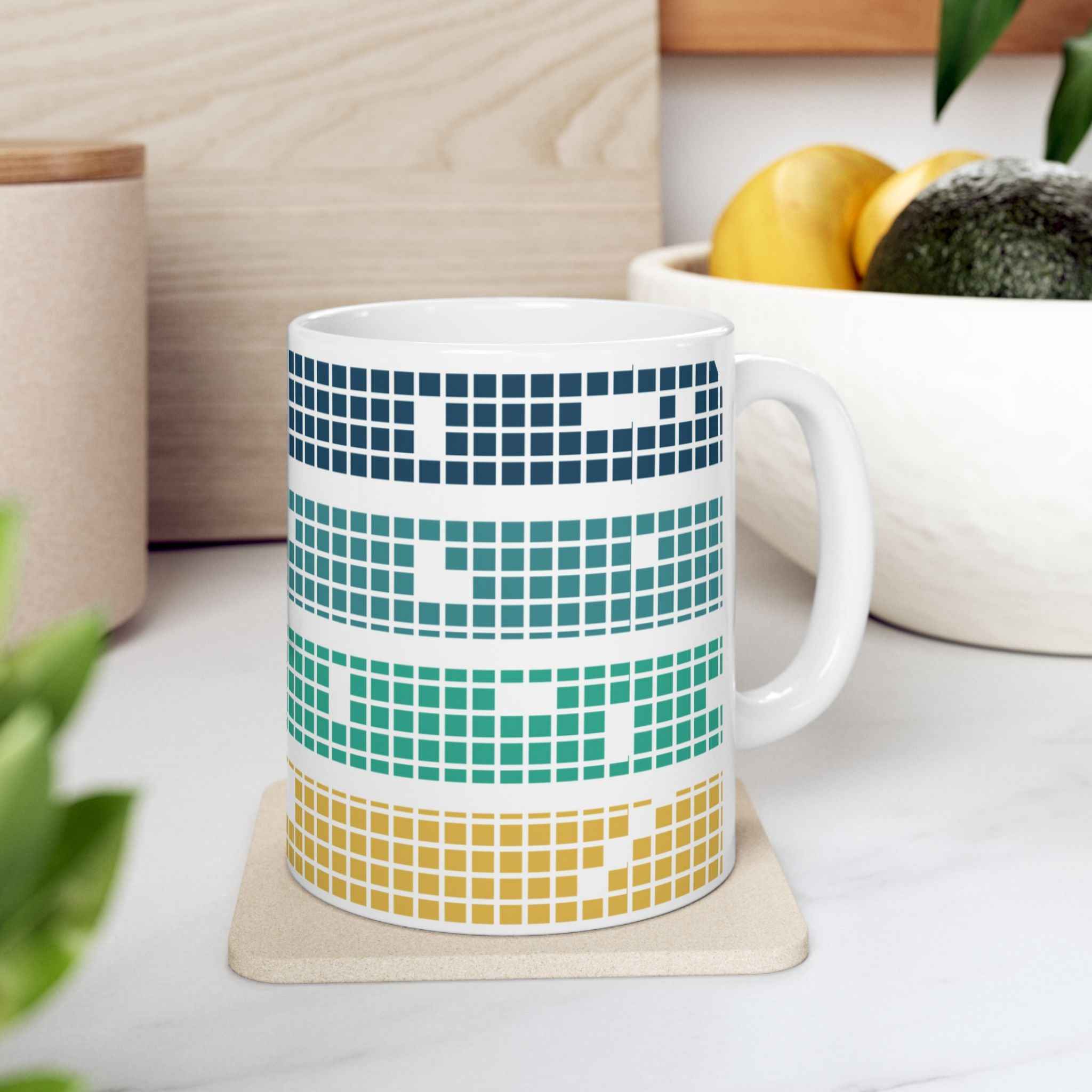 Meditation Mug - Tetris Inspired 11oz Ceramic Coffee Cup | Mindfulness Gift