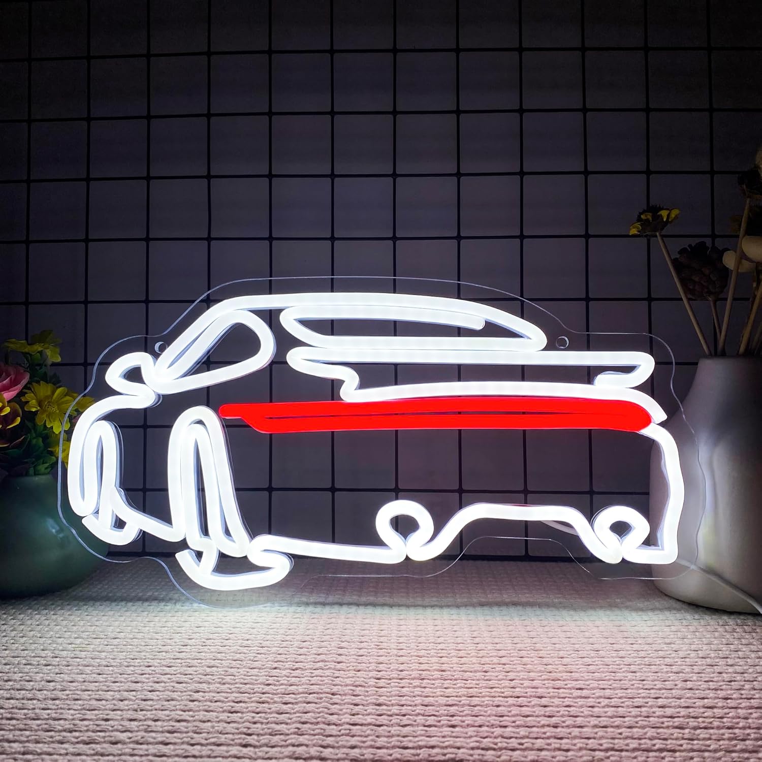 Sports Car Neon Signs for Wall Decor,Dimmable Garage Neon Light,Usb Powered Car Signs for Kids Bedroom Boys Room Playroom Man Cave Bar Birthday Gifts(15 * 7.9in)