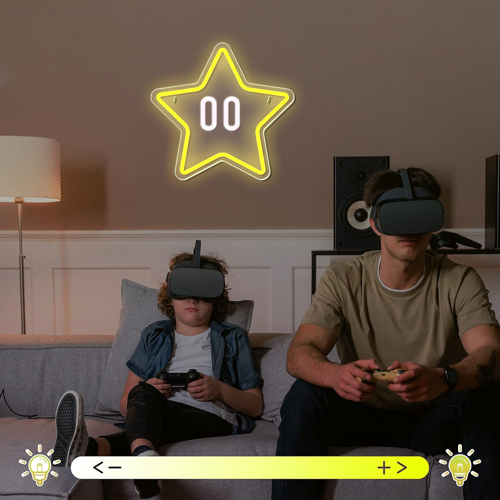 Star Neon Sign – Gaming Neon Wall Decor for Game Room & Kids Room Lighting