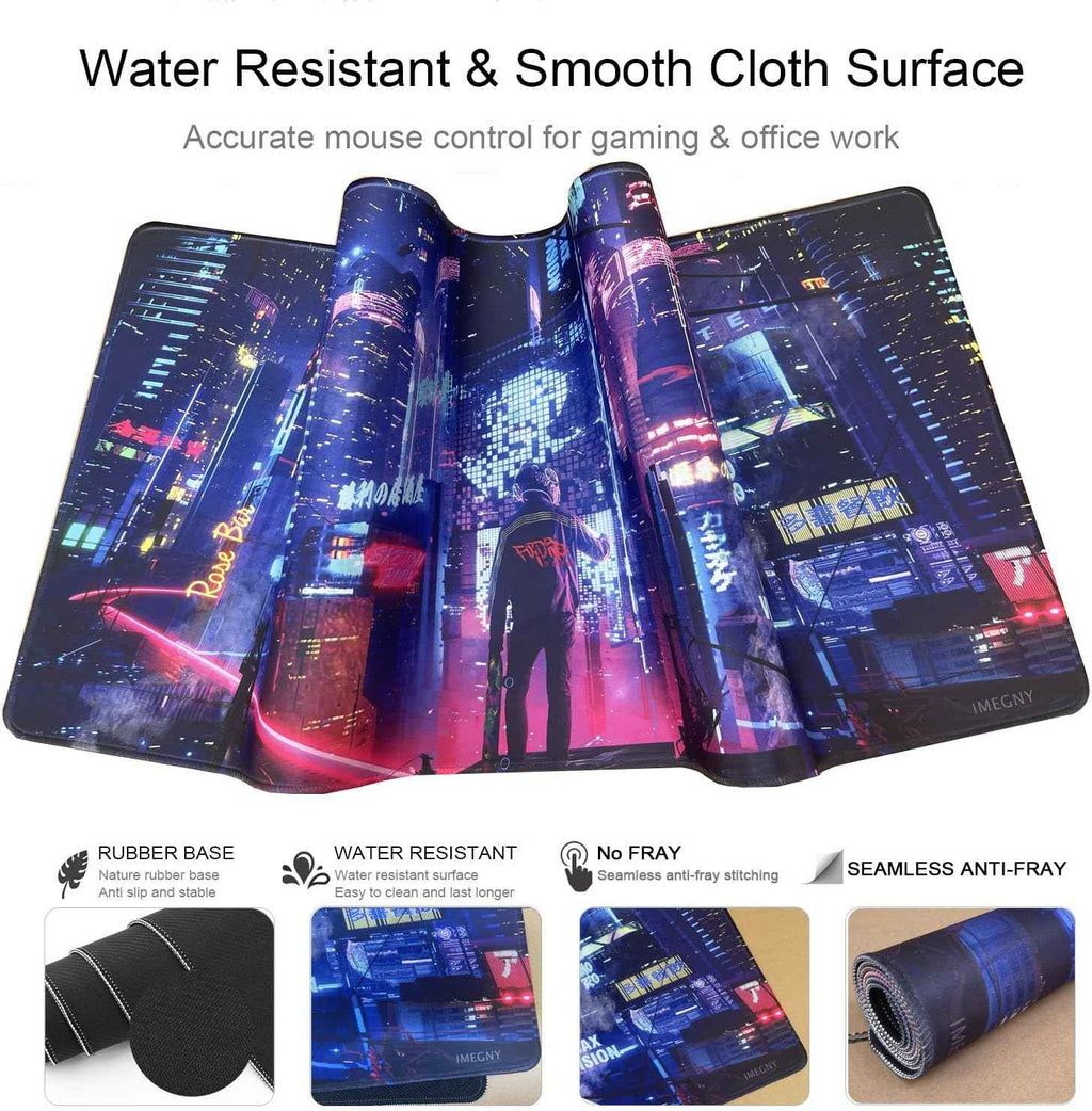 Extended Gaming Mouse Pad – Large Waterproof Mat with Stitched Edges & Non-Slip Rubber Base