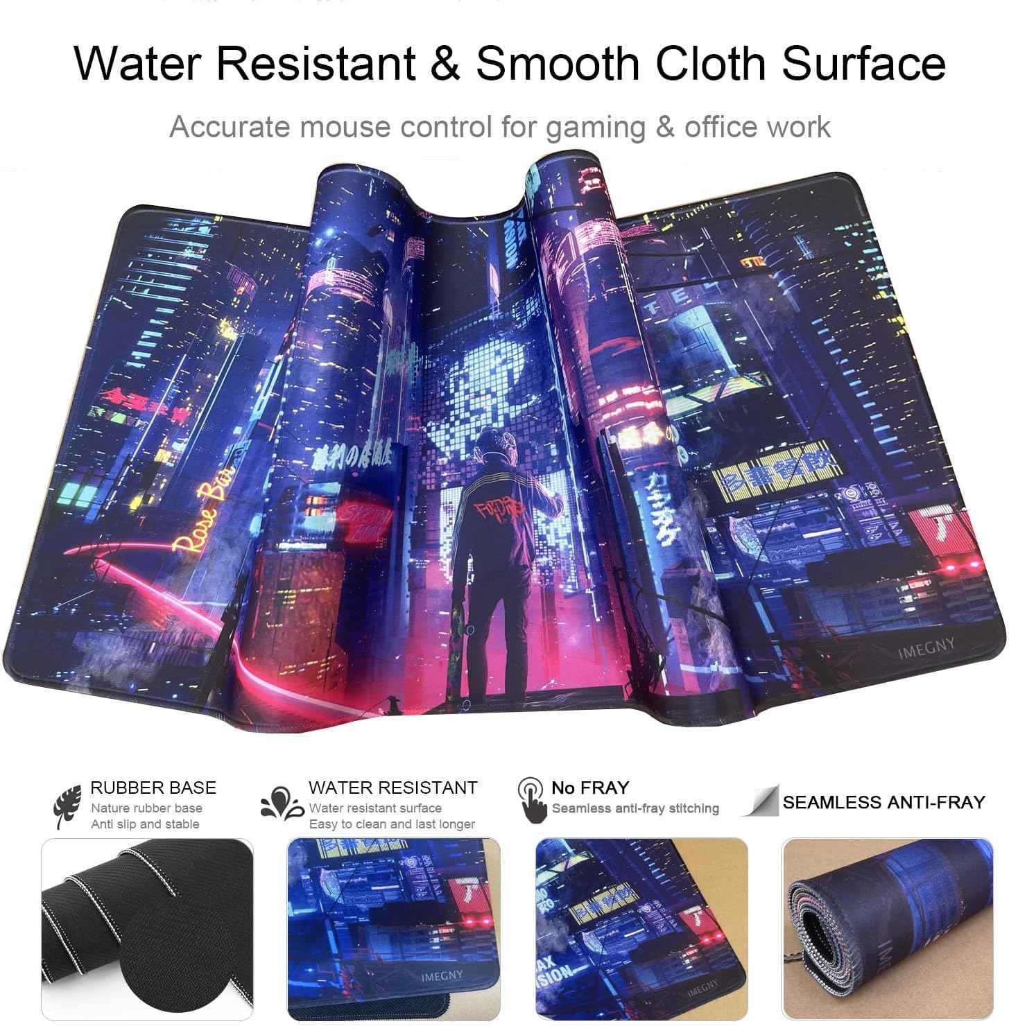 Extended Gaming Mouse Pad – Large Waterproof Mat with Stitched Edges & Non-Slip Rubber Base