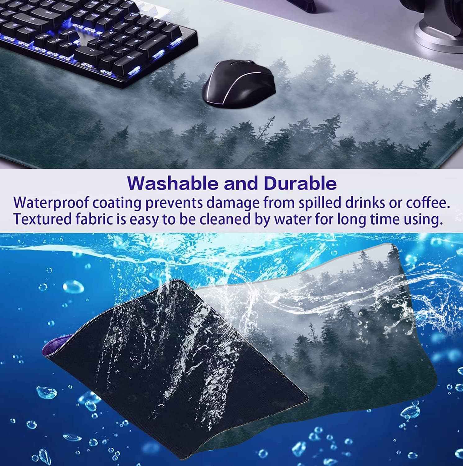 Extended Gaming Mouse Pad - Large Waterproof Non-Slip Desk Mat with Stitched Edges