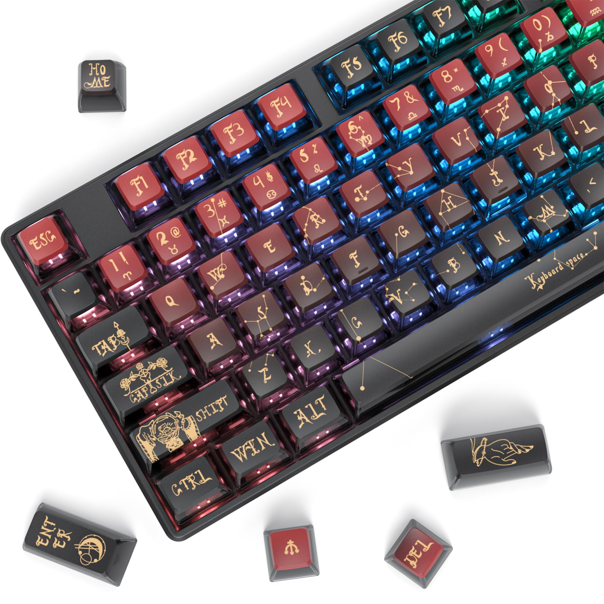 60 Percent Keycaps - RGB PBT Double Shot Keycaps for Mechanical Keyboard | Blue OEM Profile