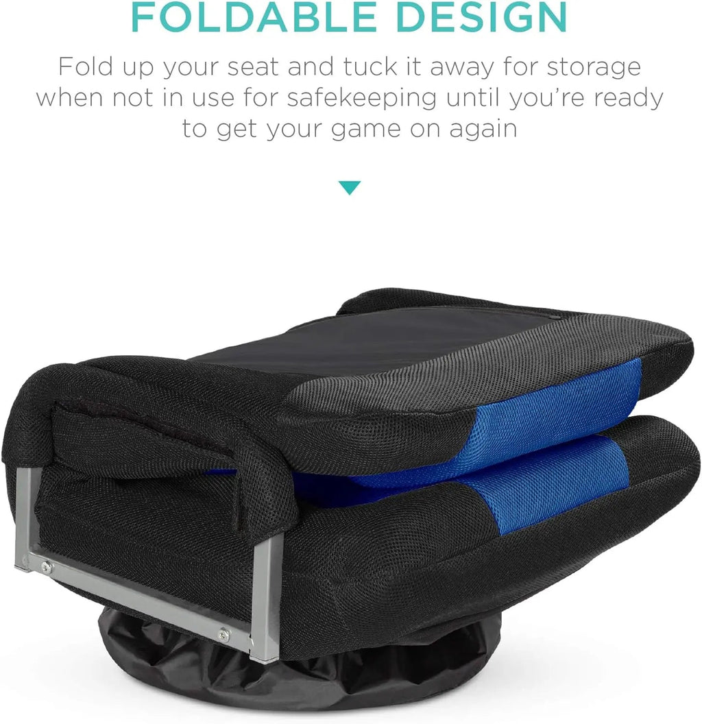 Best Choice Products Swivel Gaming Chair 360 Degree Multipurpose Floor Chair Rocker for TV, Reading, Playing Video Games w/Lumbar Support, Armrest Handles, Adjustable Backrest - Black/Red