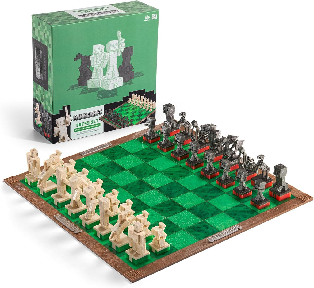 Minecraft Chess Set – Unique Wood Frame Board With Gaming Collectible Pieces