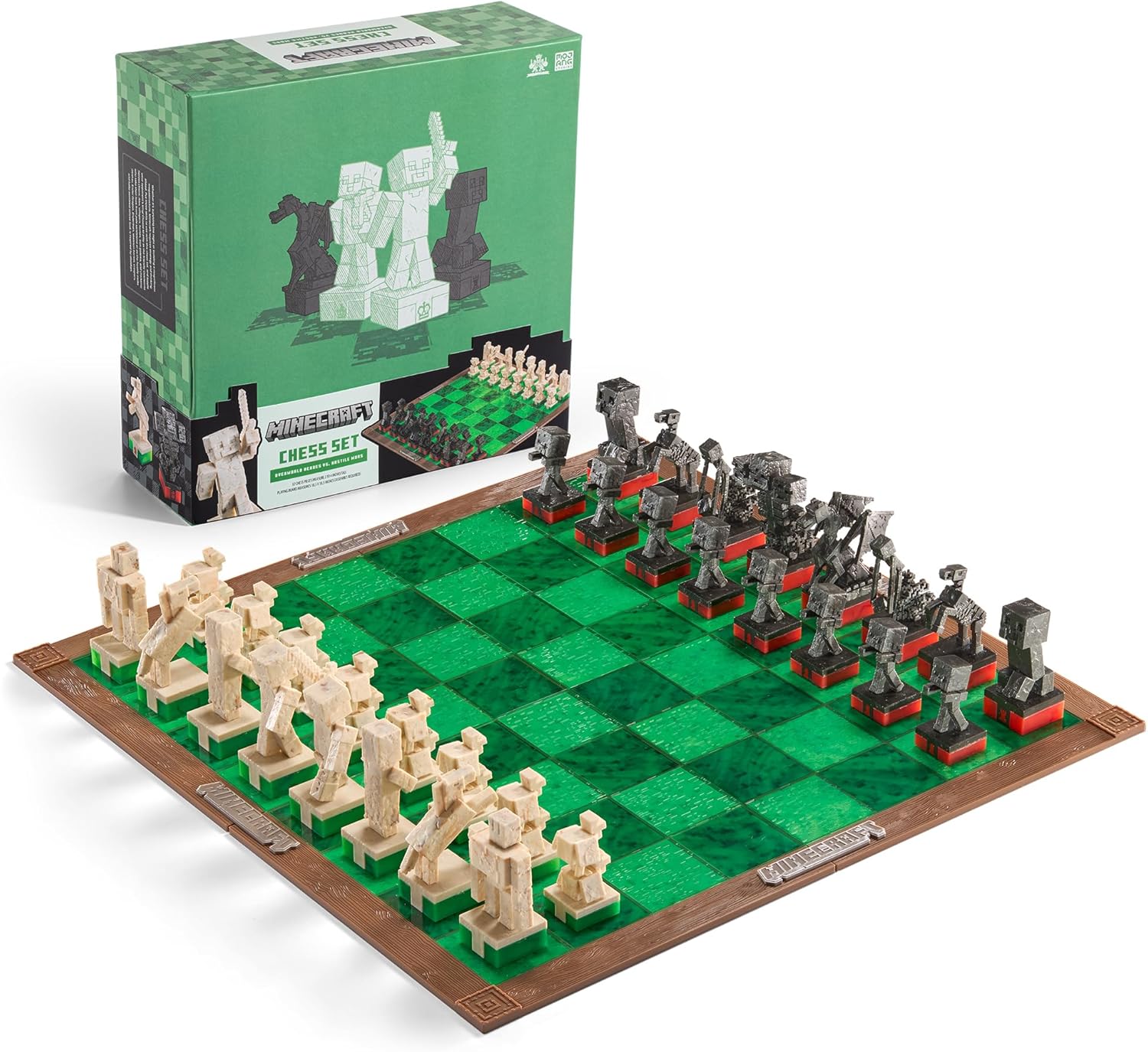 Minecraft Chess Set – Unique Wood Frame Board With Gaming Collectible Pieces