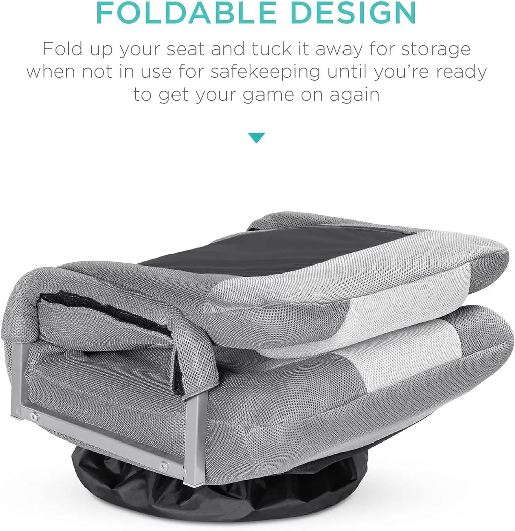 Best Choice Products Swivel Gaming Chair 360 Degree Multipurpose Floor Chair Rocker for TV, Reading, Playing Video Games w/Lumbar Support, Armrest Handles, Adjustable Backrest - Black/Red