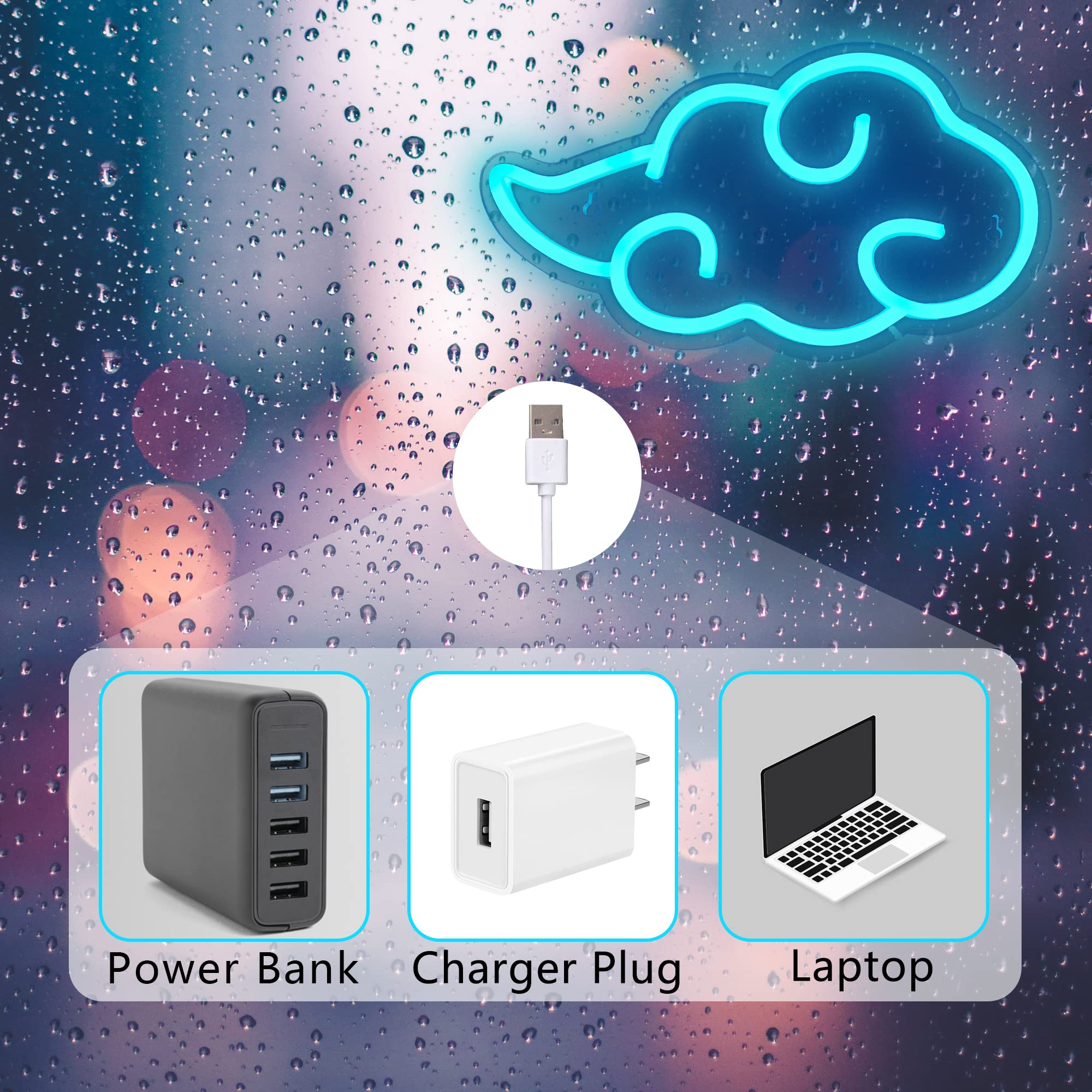 Anime Neon Sign - LED Red Cloud USB Powered Dimmable Wall Light for Gaming Room Decor