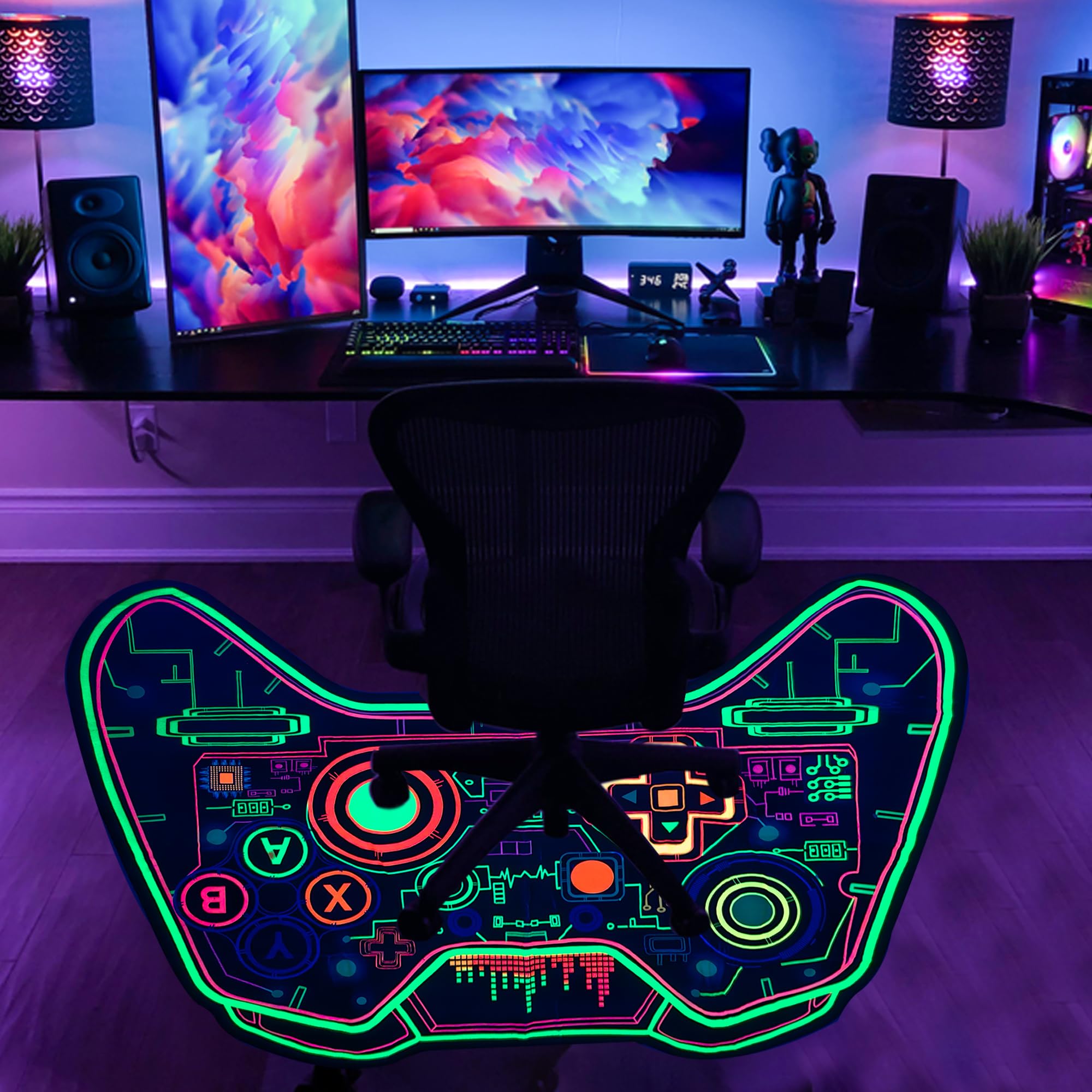 Gaming Rug Boys – Blacklight Glow In Dark Carpet | Non Slip Play Rug 60x39