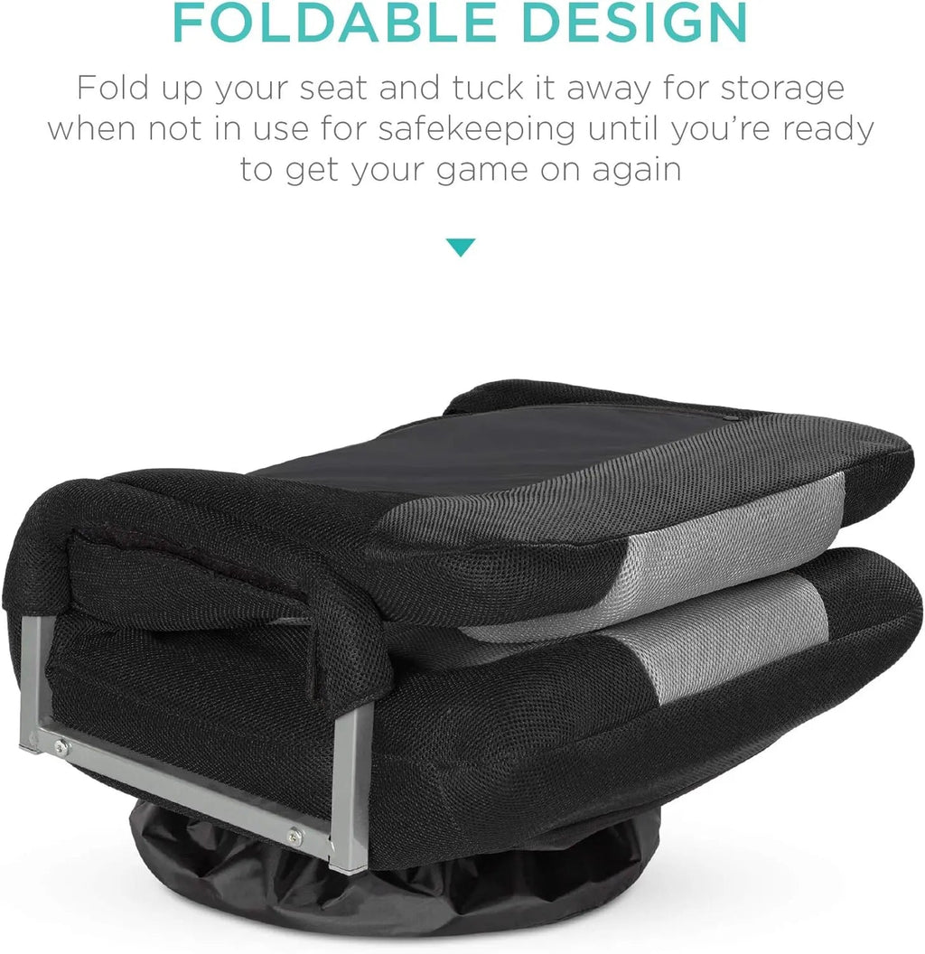 Best Choice Products Swivel Gaming Chair 360 Degree Multipurpose Floor Chair Rocker for TV, Reading, Playing Video Games w/Lumbar Support, Armrest Handles, Adjustable Backrest - Black/Red