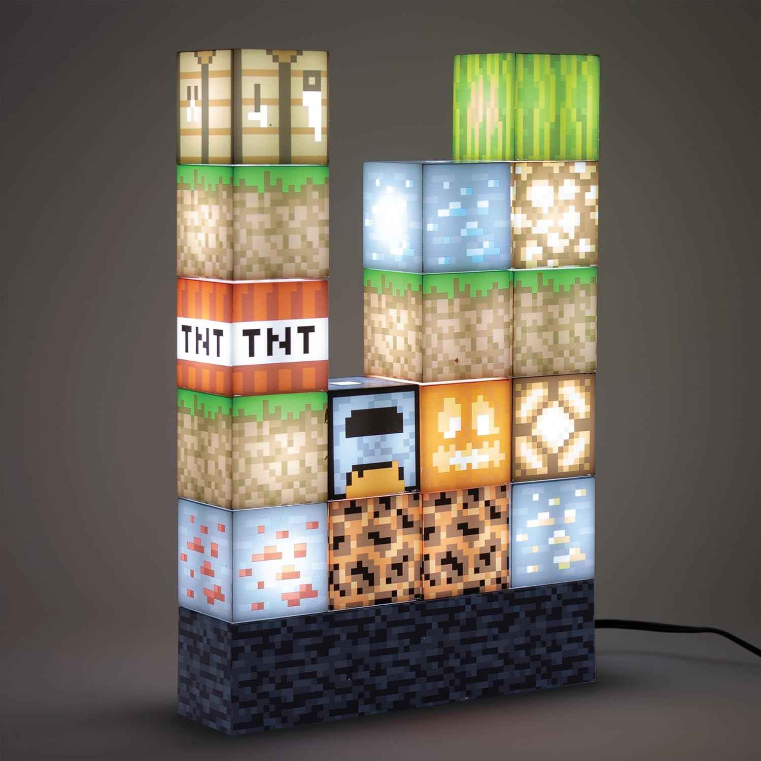 Minecraft Night Light – LED Block Lamp | Custom Stackable Light Blocks for Gaming Room