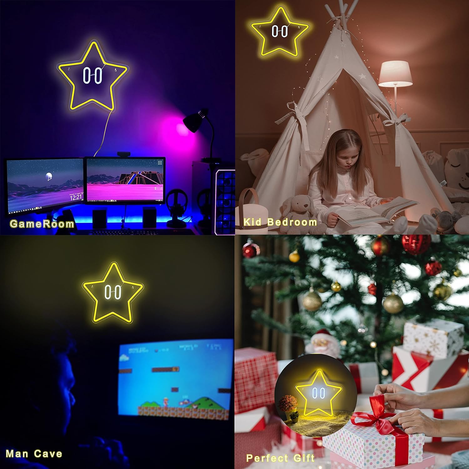 Star Neon Sign – Gaming Neon Wall Decor for Game Room & Kids Room Lighting