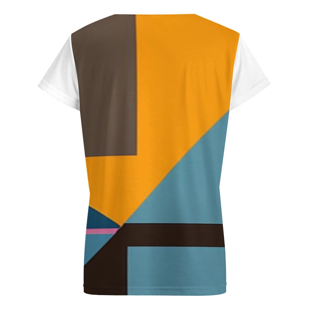 Lara Croft V-Neck Women's Graphic Tee – Picasso Style Casual Summer Shirt