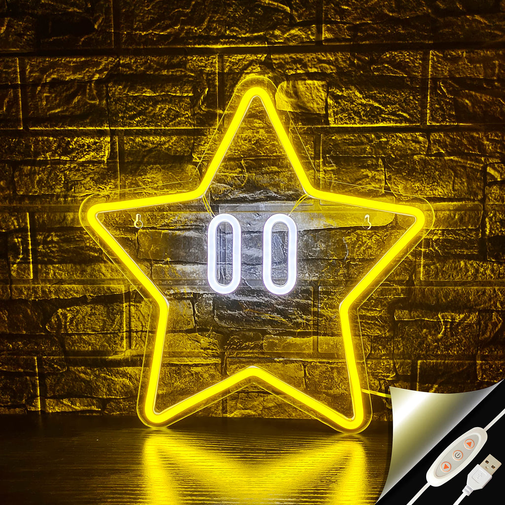 Star Neon Sign – Gaming Neon Wall Decor for Game Room & Kids Room Lighting