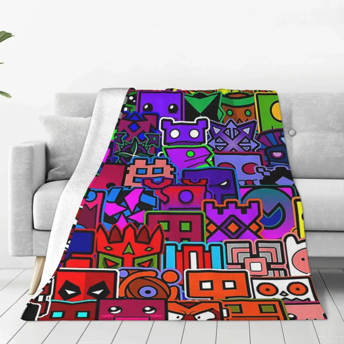 Geometry Dash Winter Throw Blanket