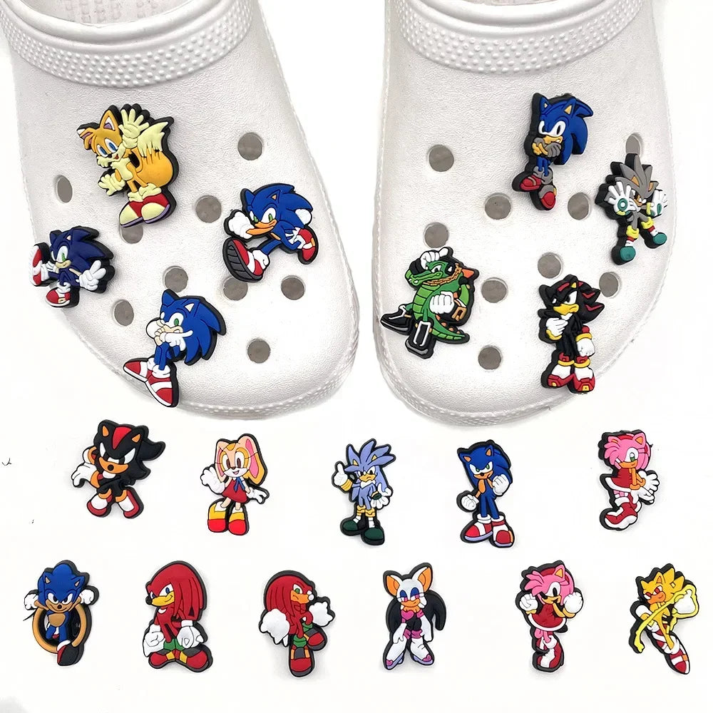 Sonic Croc Charms - 20-Piece Charm Set | Kids Shoe Decorations & Accessories
