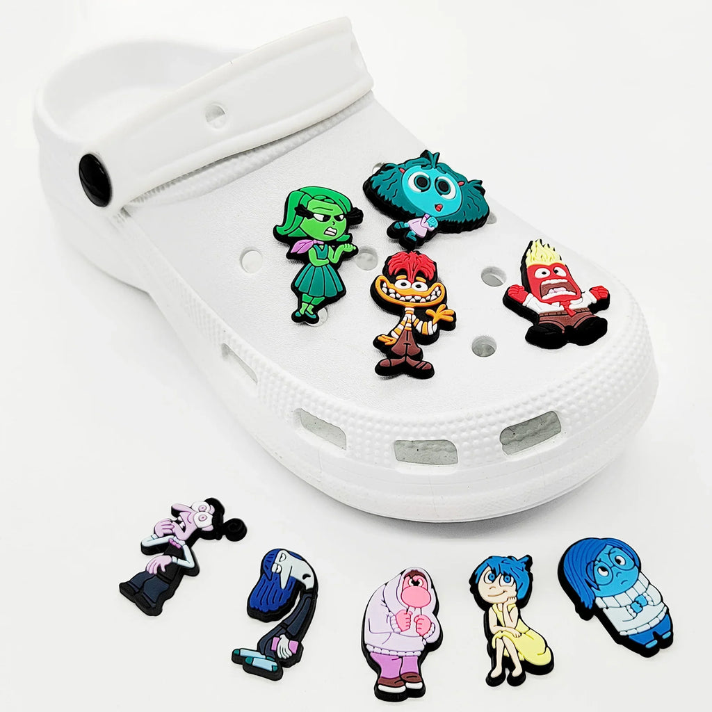 Inside Out Croc Charms – 9 Piece Disney Shoe Accessories Set | Playful Emotional Decorations