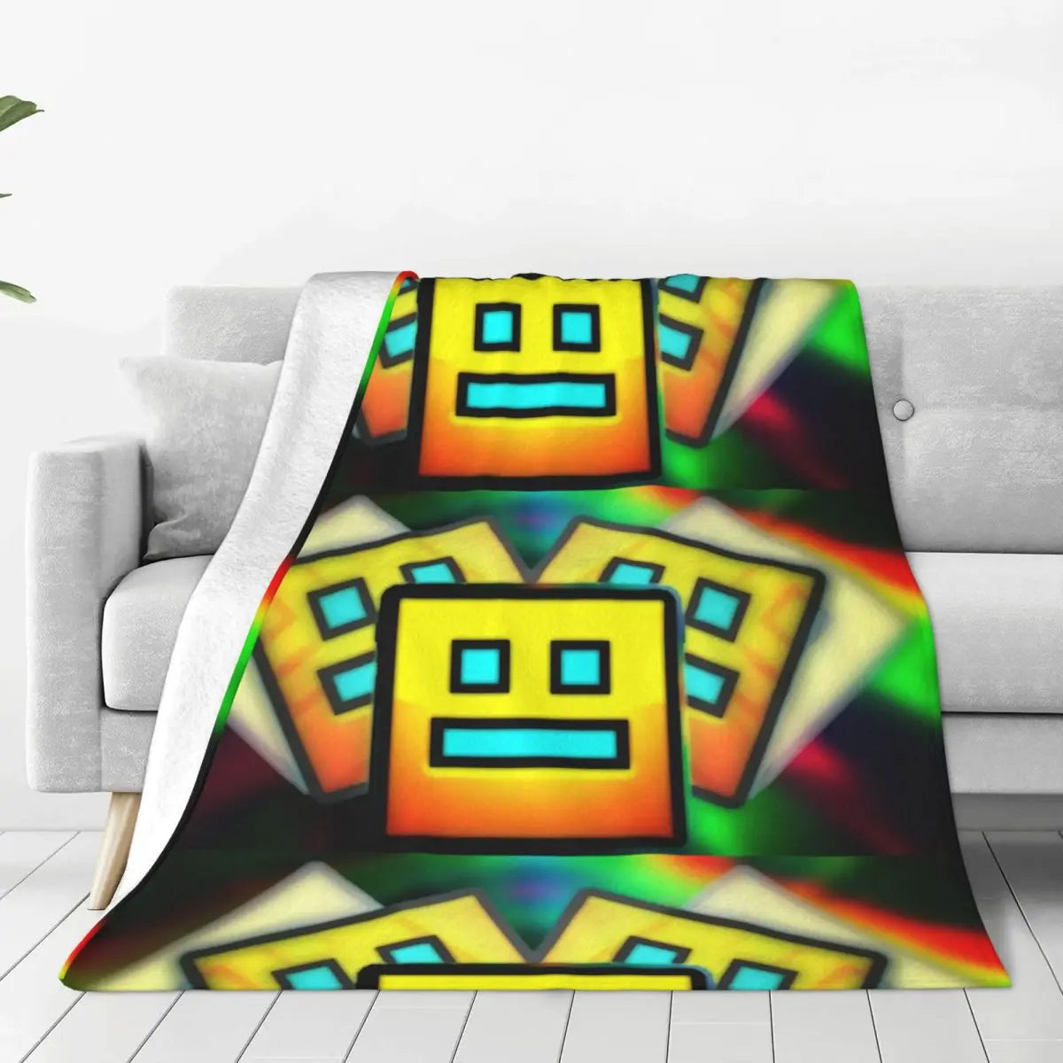 Geometry Dash Winter Throw Blanket
