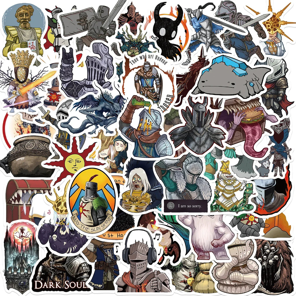 Dark Souls Stickers – 50PCS Waterproof Vinyl Decals | Durable Gaming Laptop Stickers