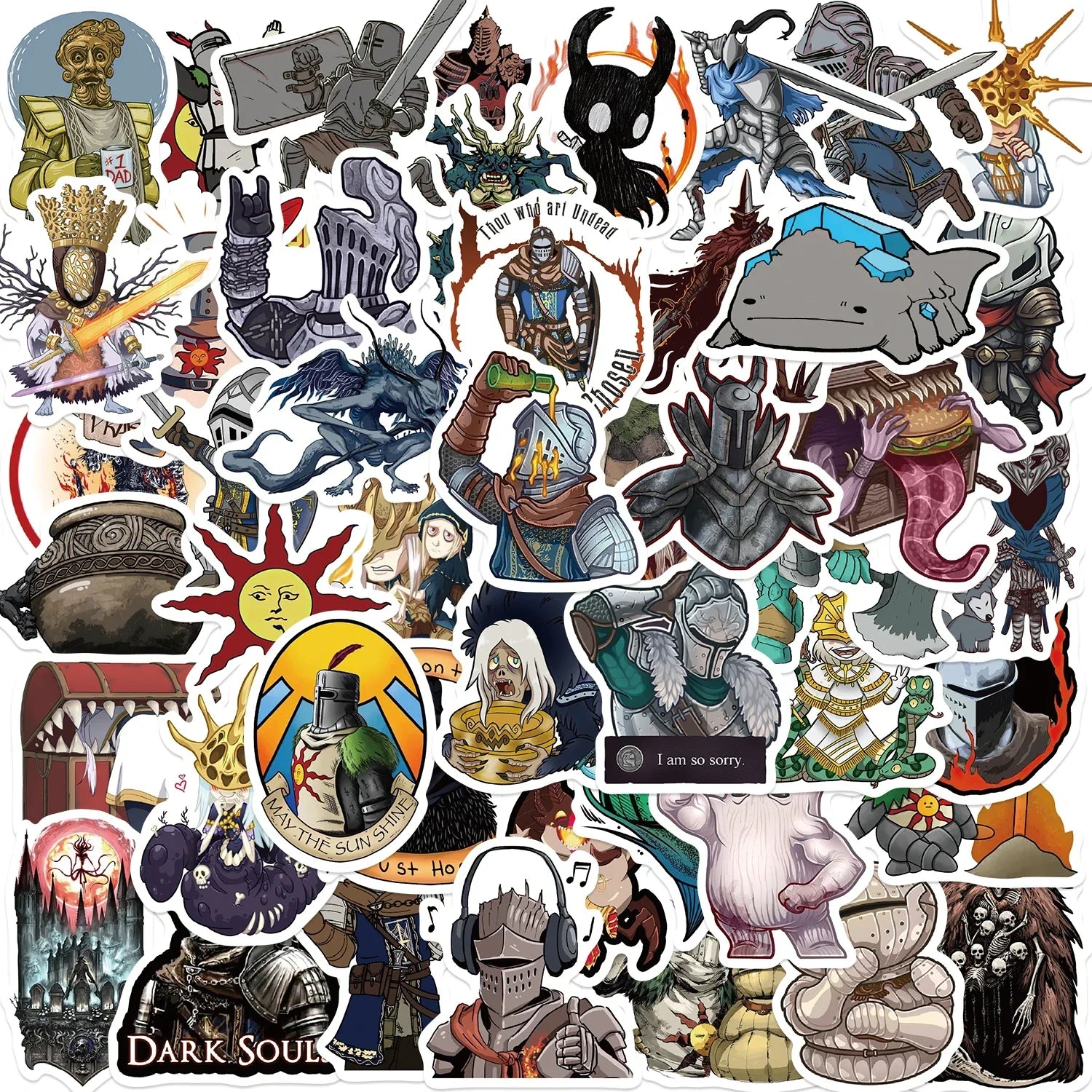 Dark Souls Stickers – 50PCS Waterproof Vinyl Decals | Durable Gaming Laptop Stickers