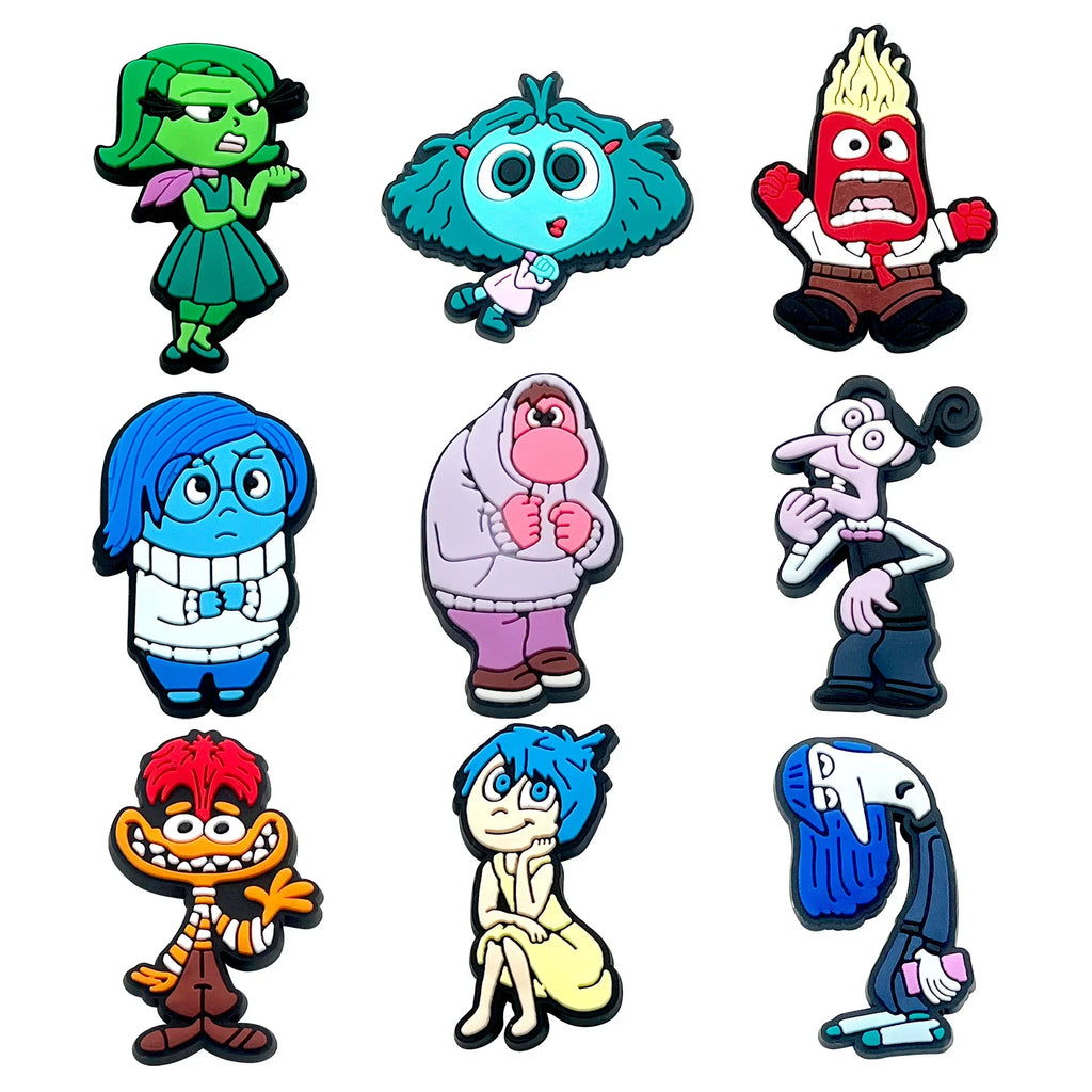 Inside Out Croc Charms – 9 Piece Disney Shoe Accessories Set | Playful Emotional Decorations