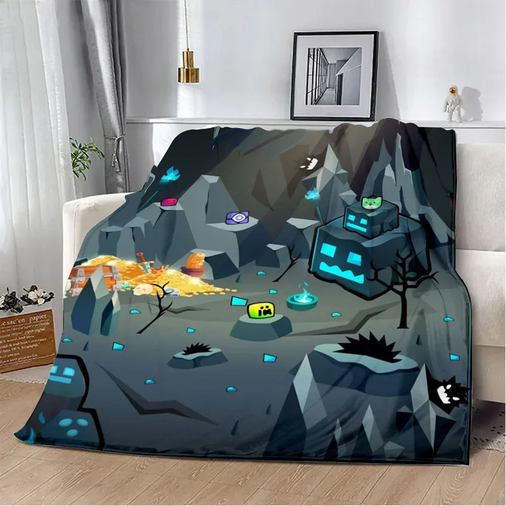Geometry Dash Blanket – Soft Cozy Printed Throw Blanket for Gaming Room Decor