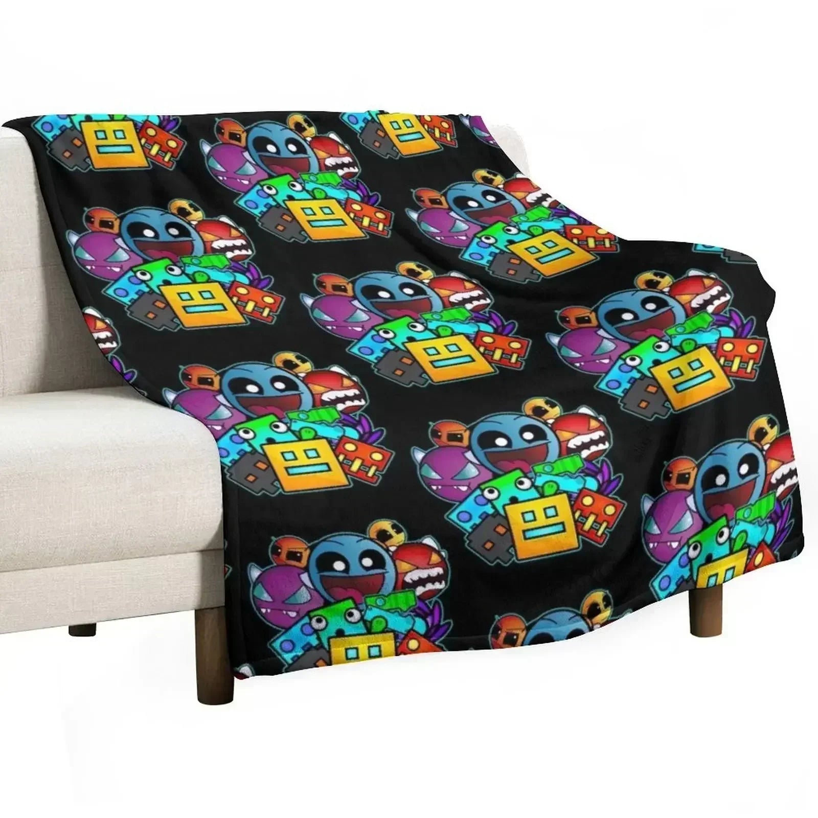 Geometry Dash Throw Blanket – Soft Geometric Gaming Throw For Cozy Snuggle