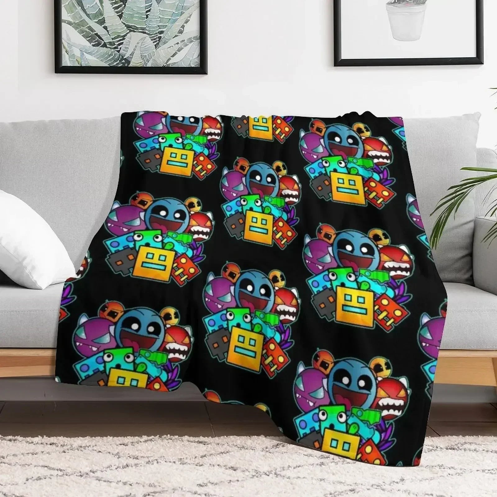 Geometry Dash Throw Blanket – Soft Geometric Gaming Throw For Cozy Snuggle