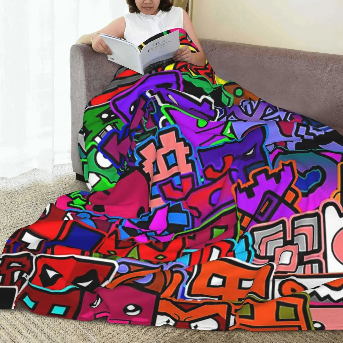 Geometry Dash Winter Throw Blanket