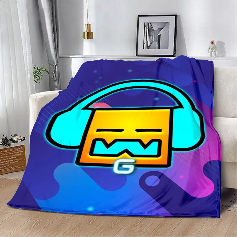 Geometry Dash Blanket – Soft Cozy Printed Throw Blanket for Gaming Room Decor