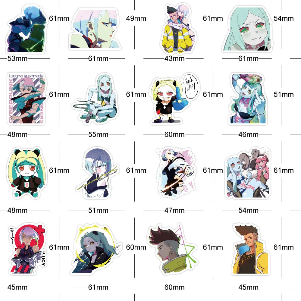 Cyberpunk Edgerunners Stickers – 60PCS Durable Vinyl Decal Set for Laptops & Water Bottles