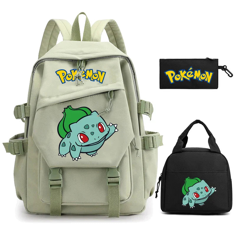 3-Piece Set: Pokemon Backpack School Bookbags