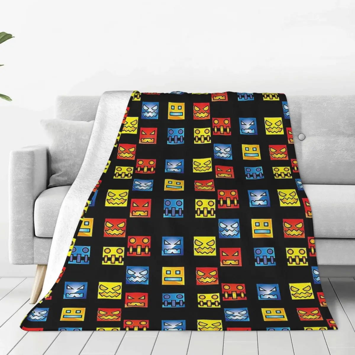 Geometry Dash Winter Throw Blanket
