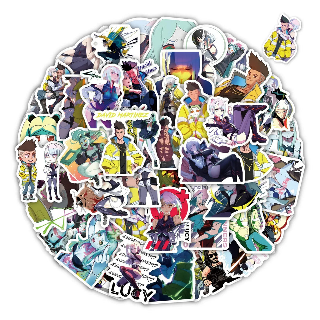 Cyberpunk Edgerunners Stickers – 60PCS Durable Vinyl Decal Set for Laptops & Water Bottles