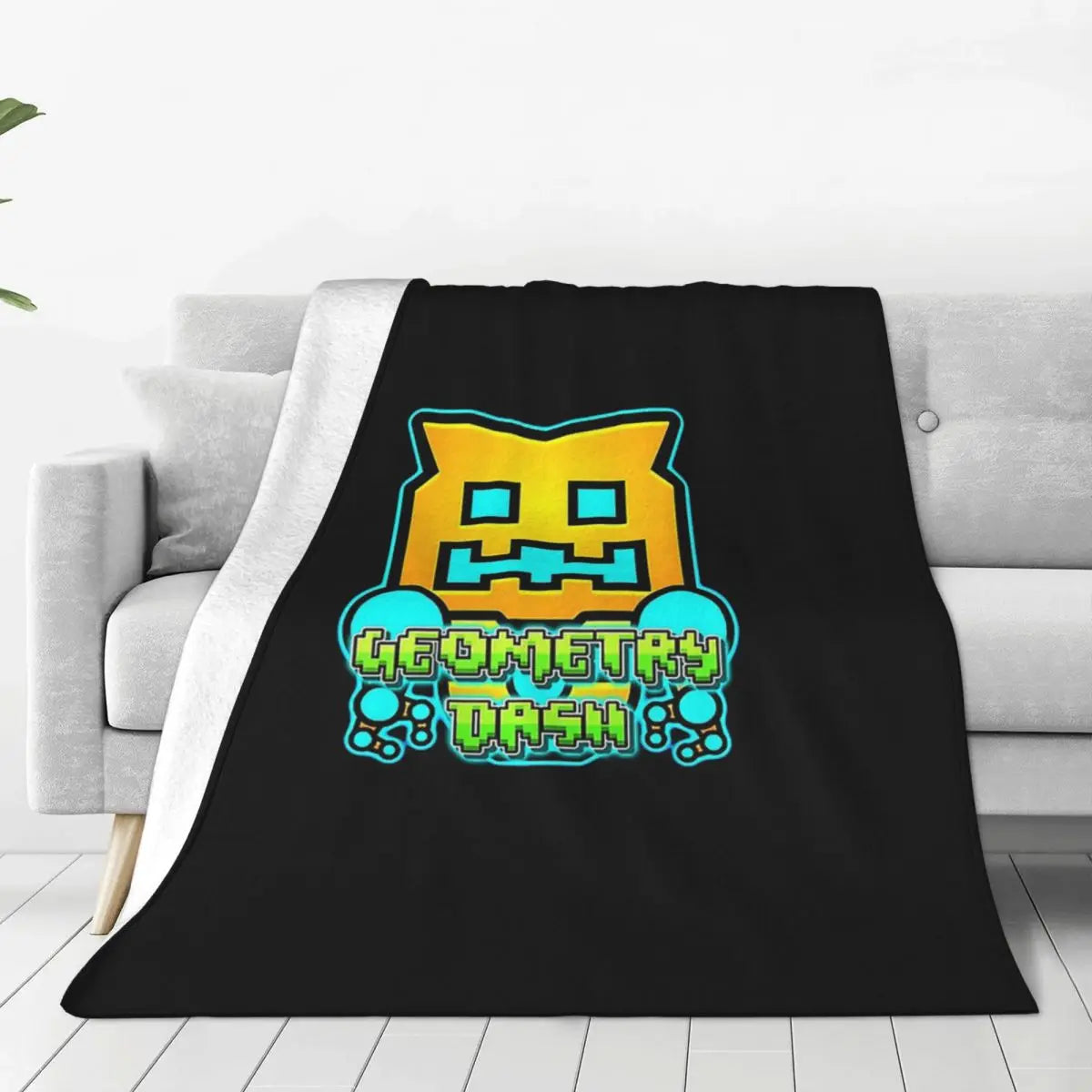 Geometry Dash Winter Throw Blanket