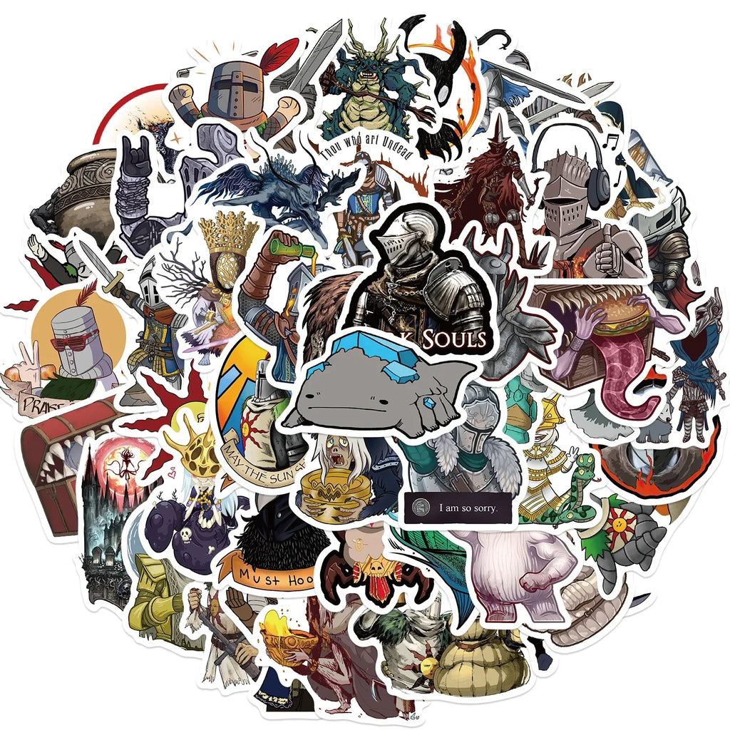 Dark Souls Stickers – 50PCS Waterproof Vinyl Decals | Durable Gaming Laptop Stickers