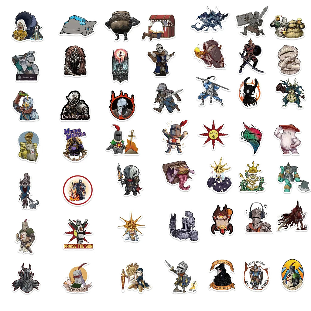 Dark Souls Stickers – 50PCS Waterproof Vinyl Decals | Durable Gaming Laptop Stickers