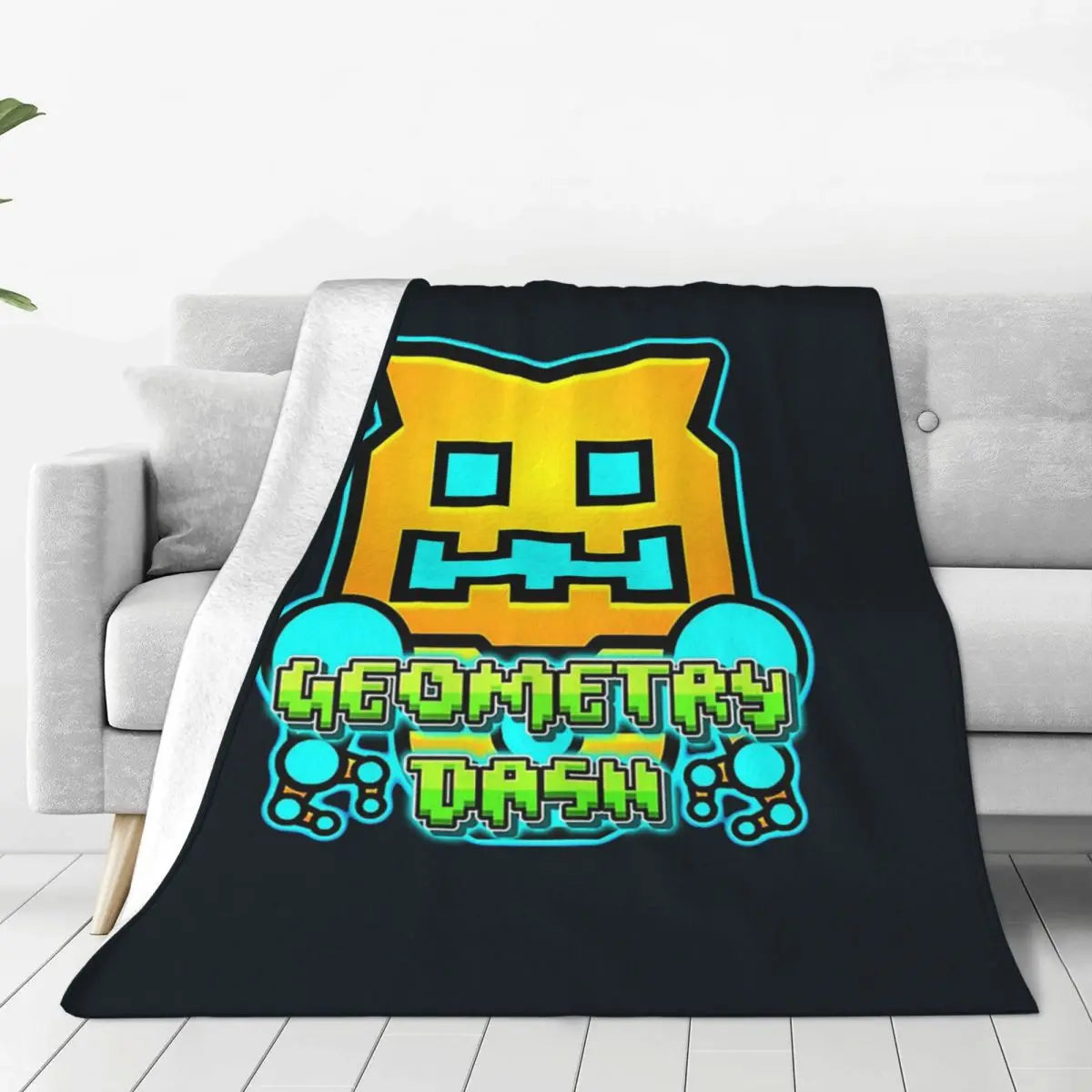 Geometry Dash Winter Throw Blanket