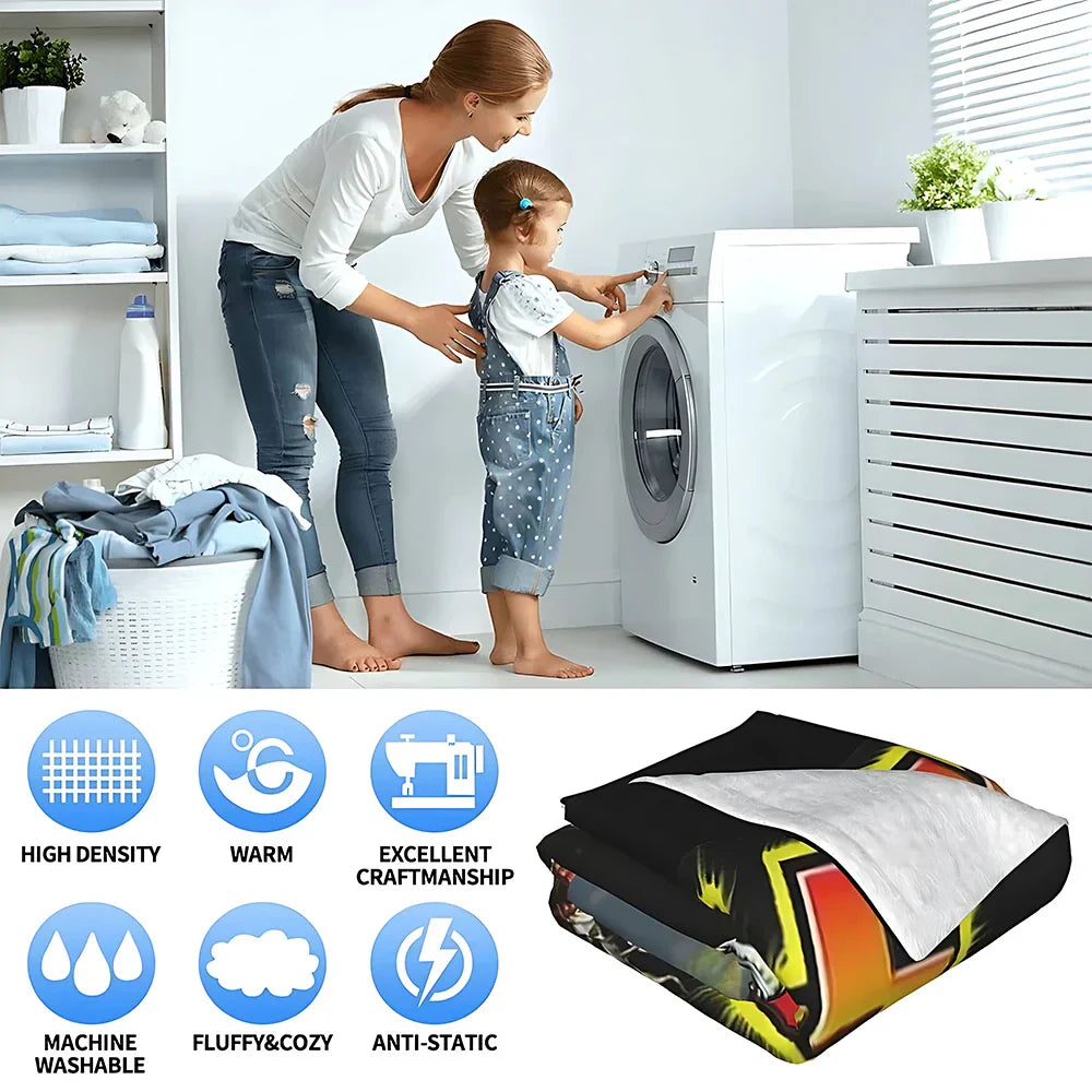 Geometry Dash Blanket – Soft Cozy Printed Throw Blanket for Gaming Room Decor