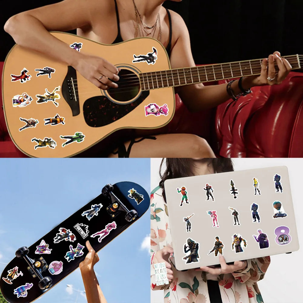 Fortnite Game Stickers - 50pcs PVC Decorative Gaming Sticker Set | Bandai