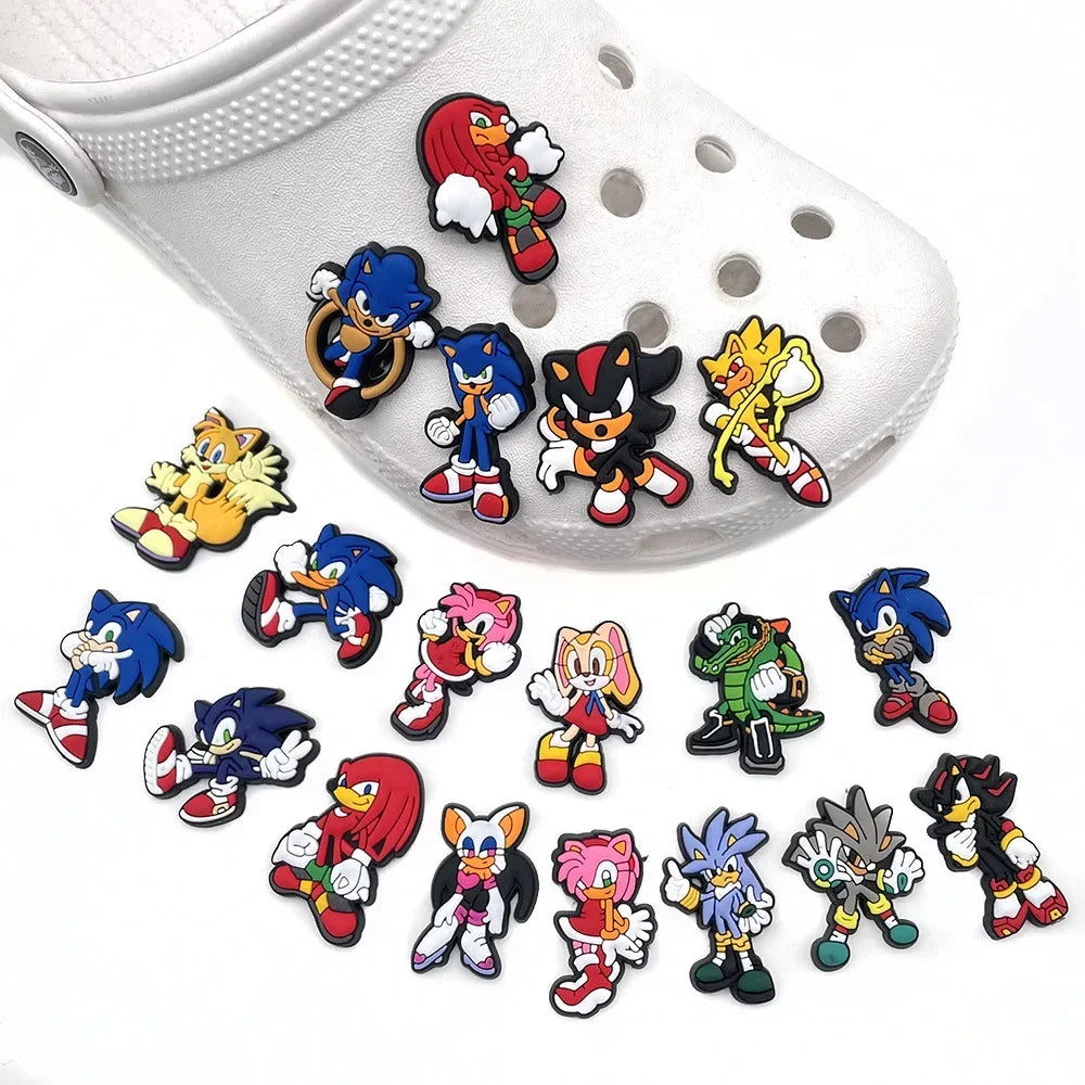 Sonic Croc Charms - 20-Piece Charm Set | Kids Shoe Decorations & Accessories