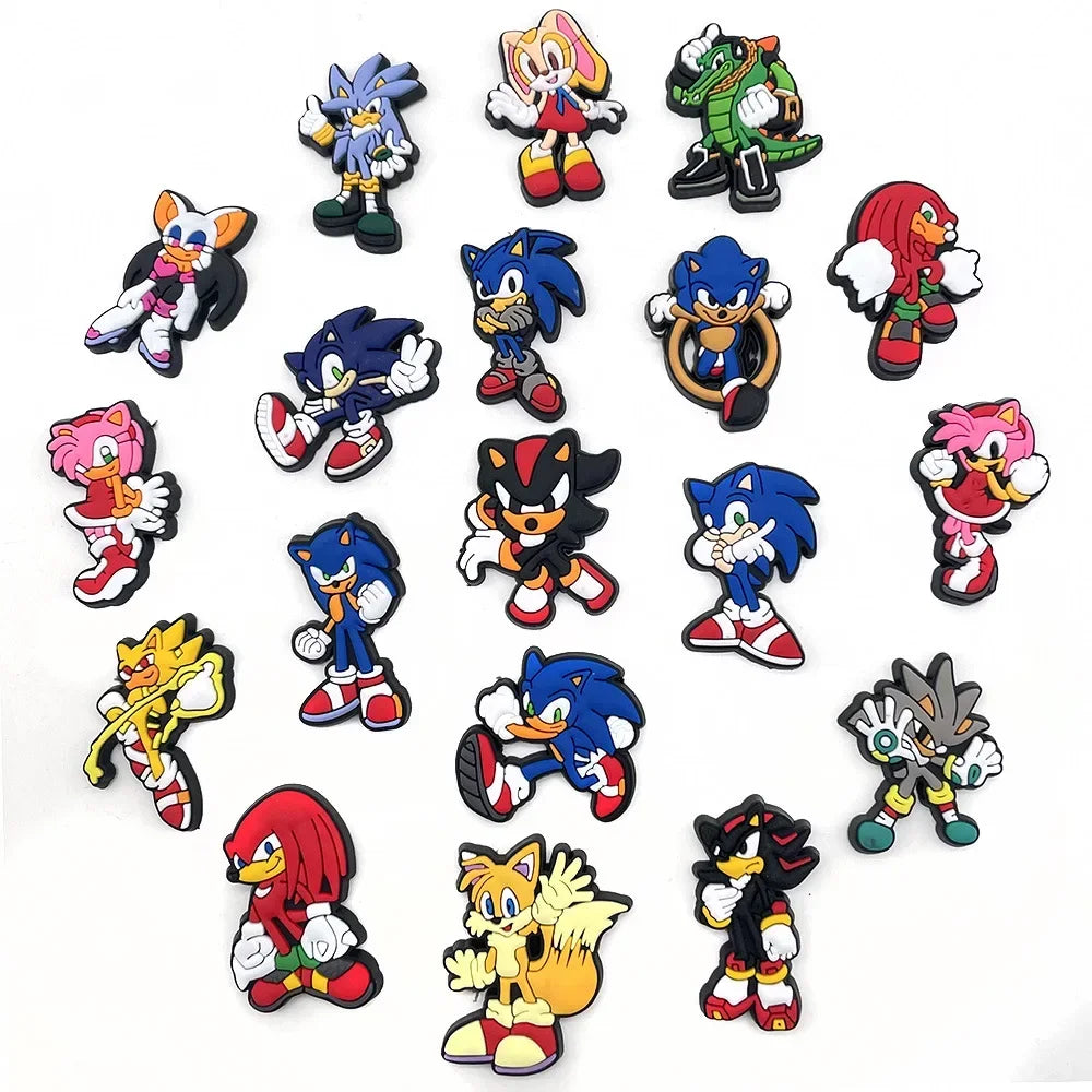 Sonic Croc Charms - 20-Piece Charm Set | Kids Shoe Decorations & Accessories