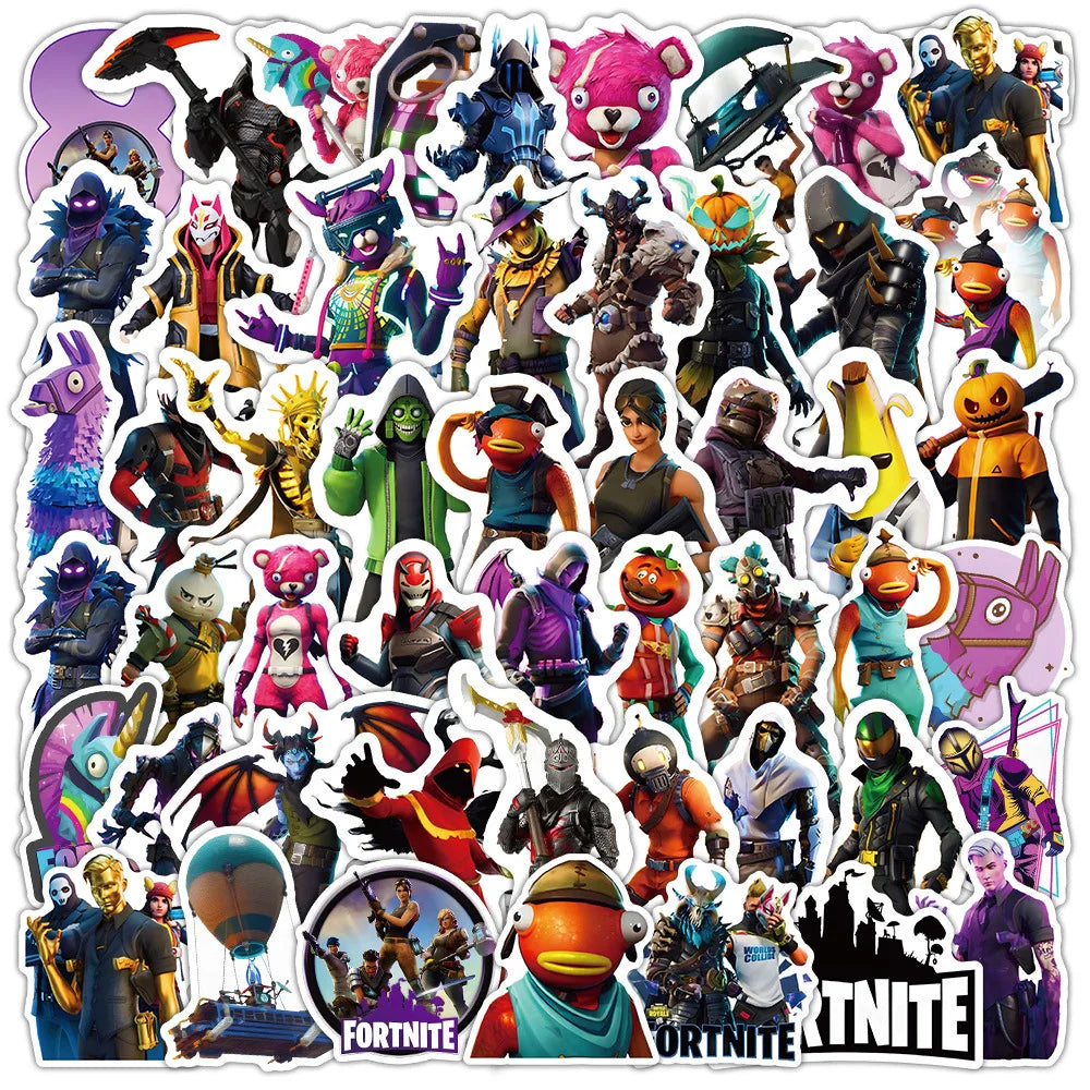 Fortnite Game Stickers - 50pcs PVC Decorative Gaming Sticker Set | Bandai