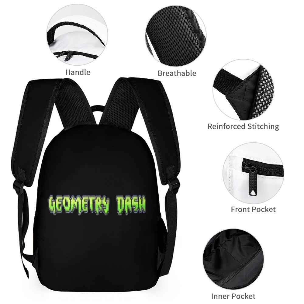 Geometry Dash Backpack Set - Durable School Backpack Set With Lunch Bag & Pencil Case Combo