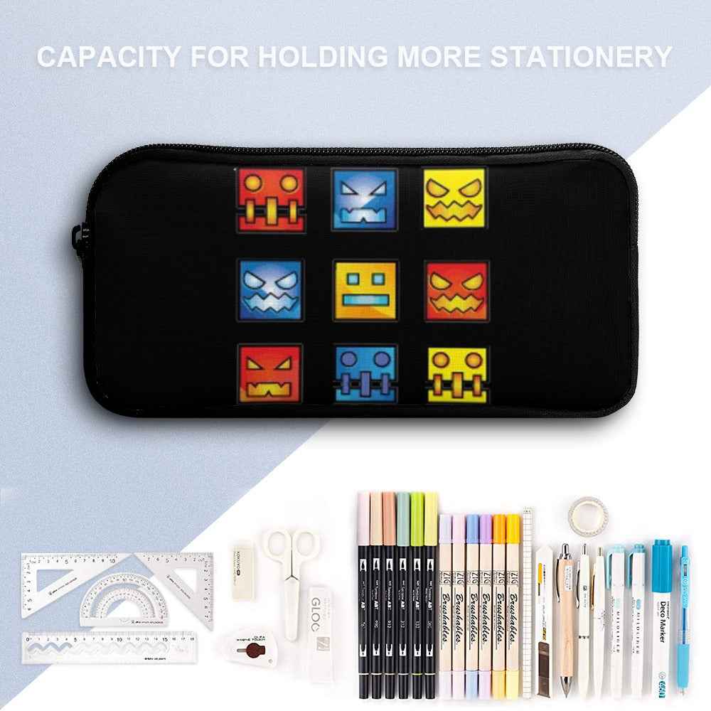 Geometry Dash Backpack Set - Durable School Backpack Set With Lunch Bag & Pencil Case Combo